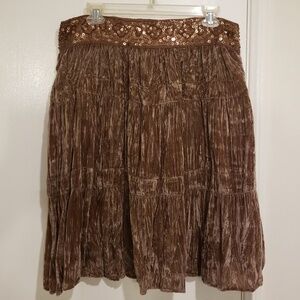 💕BCBGMAXAZRIA💕 Boho Brown Velvet Sequin Skirt